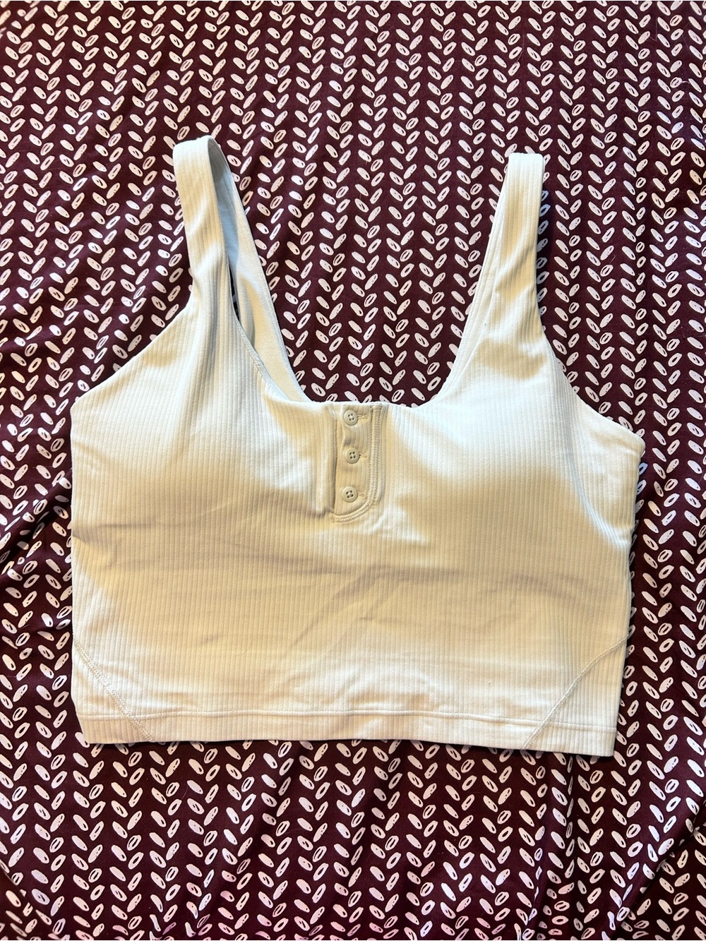 lululemon athletica ribbed crop tank in light cream